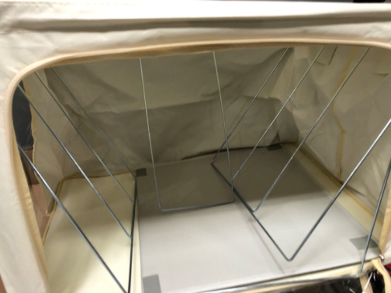 Photo 1 of 2Pack Storage Bins with Divided Interior - Frame Storage Box Oxford Fabric Clothes Storage Bags Large Capacity Stackable Foldable Container Organizer Set with Clear Window (Large-66L, BEIGE) Large-66L BEIGE