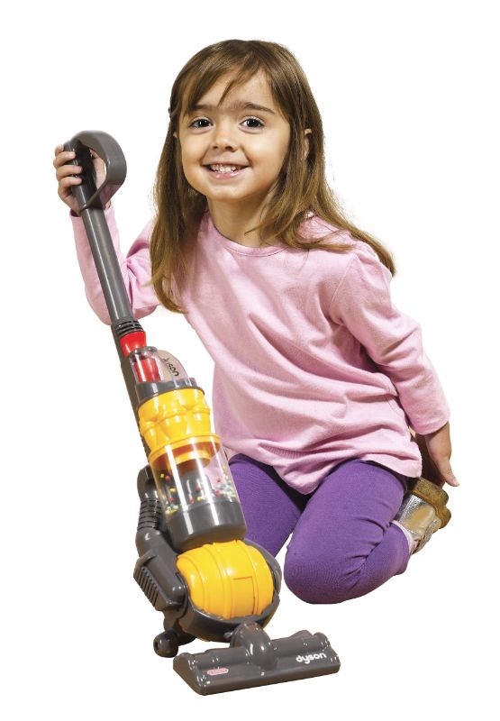 Photo 1 of Casdon Little Helper Dyson Cord-Free Vacuum Cleaner Toy, Grey, Orange and Purple (68702) Dyson Ball Vacuum Toy Vacuum with Working Suction and Sounds, 2 lbs, Grey/Yellow/Multicolor
