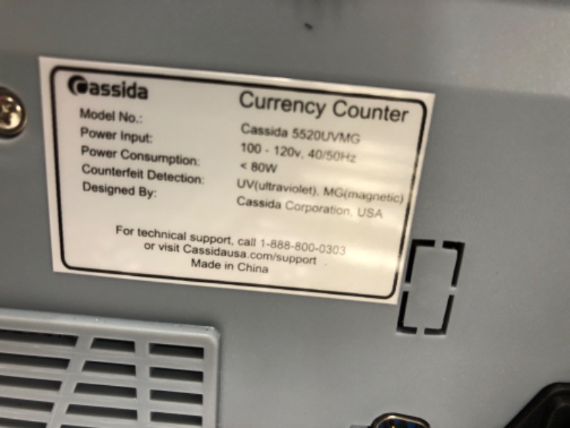 Photo 6 of Tested *** Cassida 5520 UV/MG - USA Money Counter with ValuCount, UV/MG/IR Counterfeit Detection, Add and Batch Modes - Large LCD Display & Fast Counting Speed 1,300 Notes/Minute UV/MG Counterfeit Detection Detection