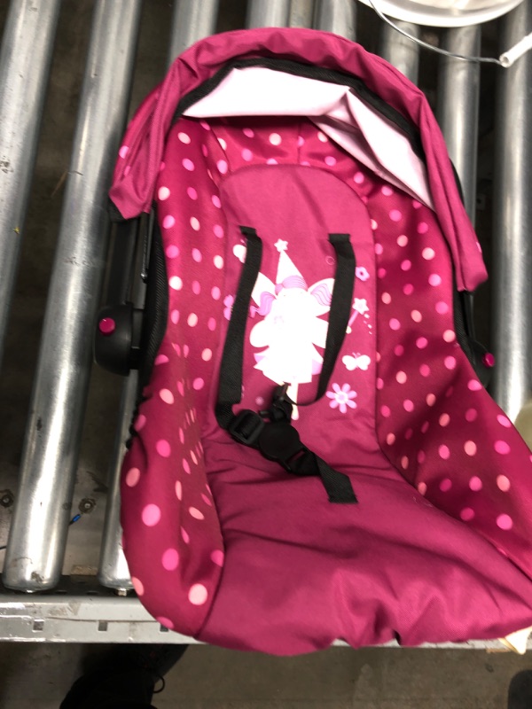 Photo 2 of Bayer Design Baby Doll Deluxe Car Seat with Canopy- Polka dots , Pink