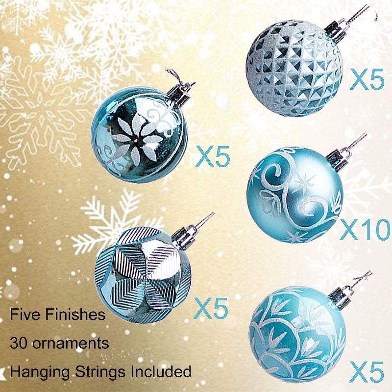 Photo 1 of 30ct 2.36" Christmas Ball Ornaments, Christmas Tree Decoration, Plastic Shatterproof Hanging Ball, Fits for Party, Holiday and Home Decor, Blue
