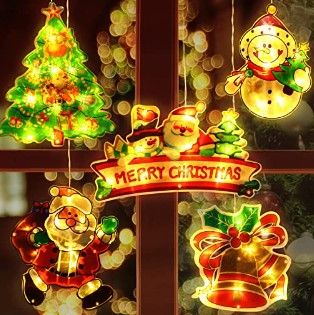 Photo 1 of 5 Pieces Christmas Window Lights Decorations Christmas Window Silhouette Lighted Sign Battery Operated Backdrop