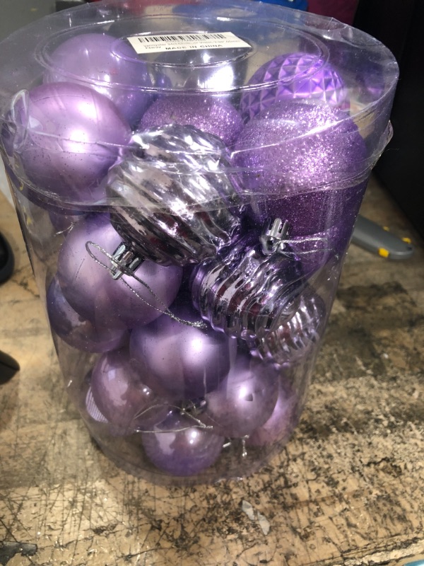 Photo 2 of 34ct Christmas Ball Ornaments Shatterproof Christmas Hanging Tree Decorative Balls for Party Holiday Wedding Decor Violet, 2.36",60mm Violet 2.36 in