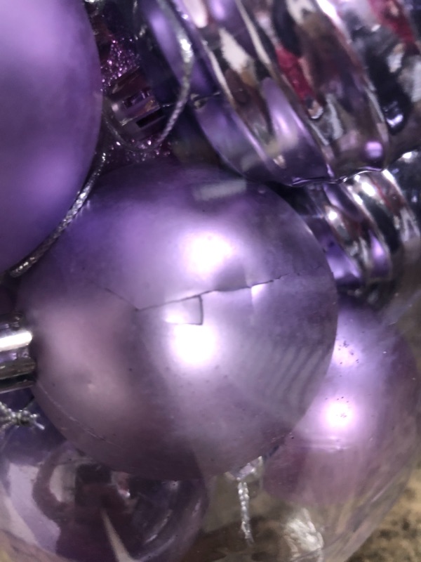 Photo 3 of 34ct Christmas Ball Ornaments Shatterproof Christmas Hanging Tree Decorative Balls for Party Holiday Wedding Decor Violet, 2.36",60mm Violet 2.36 in