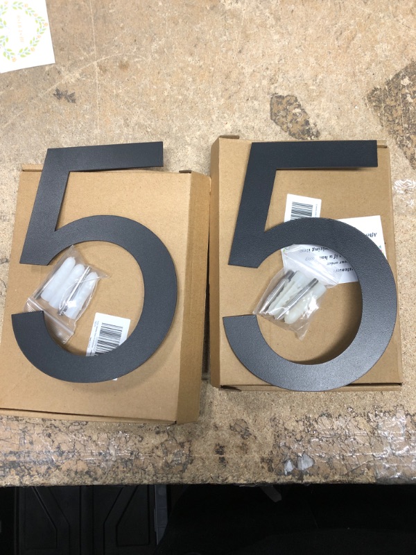 Photo 2 of pack of 2 Metal House Numbers Black 8 Inch Modern Floating Large Address House Number Stainless Steel Outside House Number 5