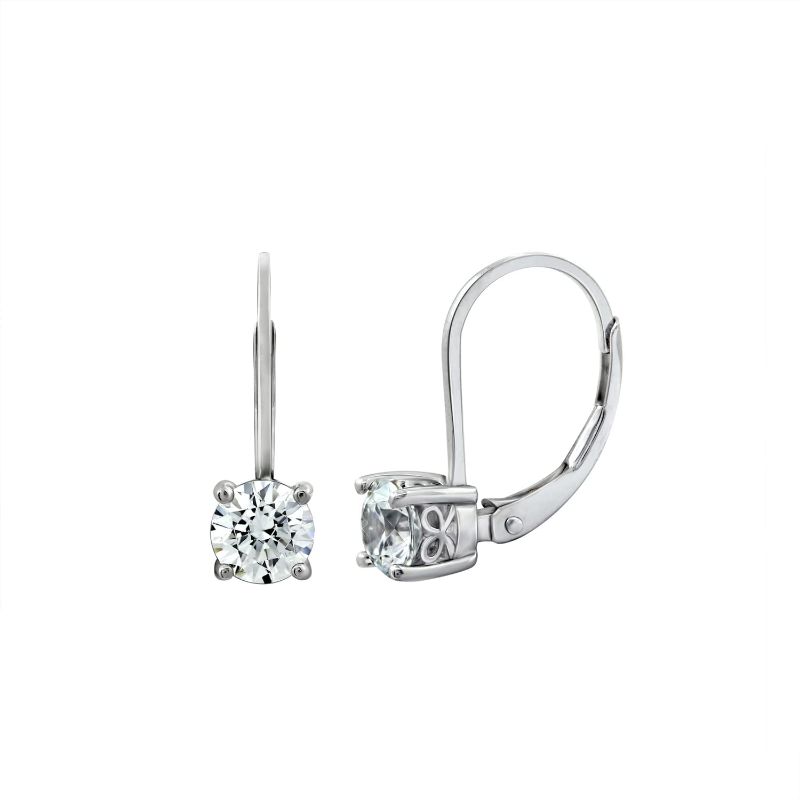 Photo 1 of Amazon Collection Platinum-Plated Sterling Silver Infinite Elements Zirconia Leverback Earrings