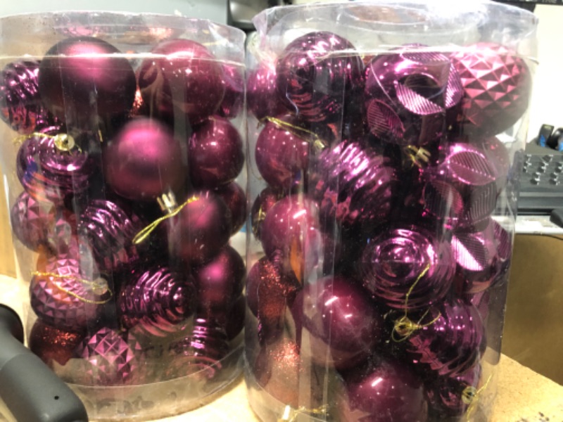 Photo 2 of 2 PACK
34ct Christmas Ball Ornaments Shatterproof Christmas Hanging Tree Decorative Balls for Party Holiday Wedding Decor Wine, 2.36",60mm Wine 2.36 in