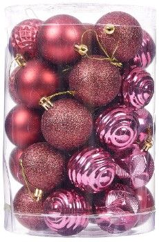 Photo 1 of 2 PACK
34ct Christmas Ball Ornaments Shatterproof Christmas Hanging Tree Decorative Balls for Party Holiday Wedding Decor Wine, 2.36",60mm Wine 2.36 in