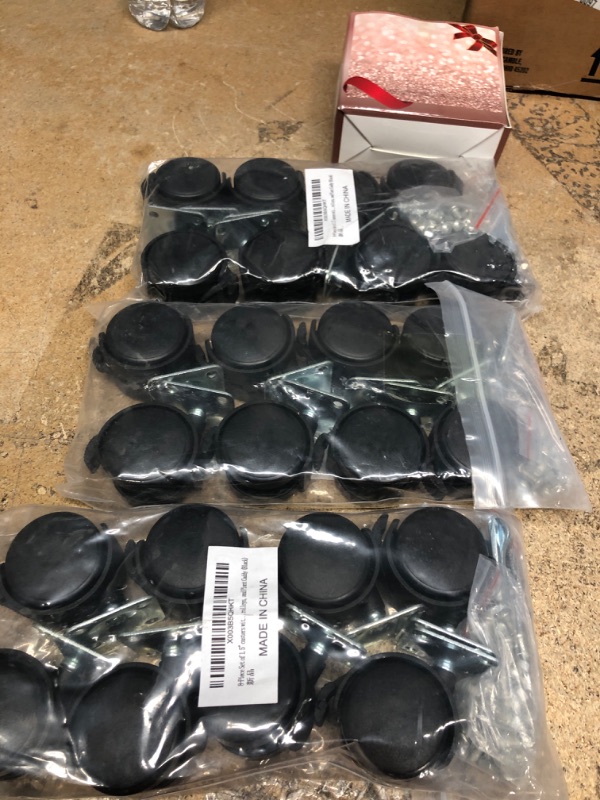 Photo 1 of 8-Piece Set of 1.5" casters with Brakes, Suitable for Installation Under desks, workbenches, Mobile trolleys, and Plant Caddy (Black) set of 3 