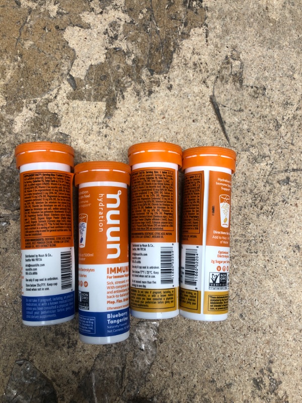 Photo 2 of BEST BUY DATES OF 01/2023-9/2023
Nuun Immunity: Immune Support Hydration Supplement, Electrolytes, Antioxidants, Vitamin C, Zinc, Turmeric, Elderberry, Ginger, Echinacea - Blueberry Tangerine + Orange Citrus, Pack of 4 Blueberry Tangerine, Orange Citrus 1