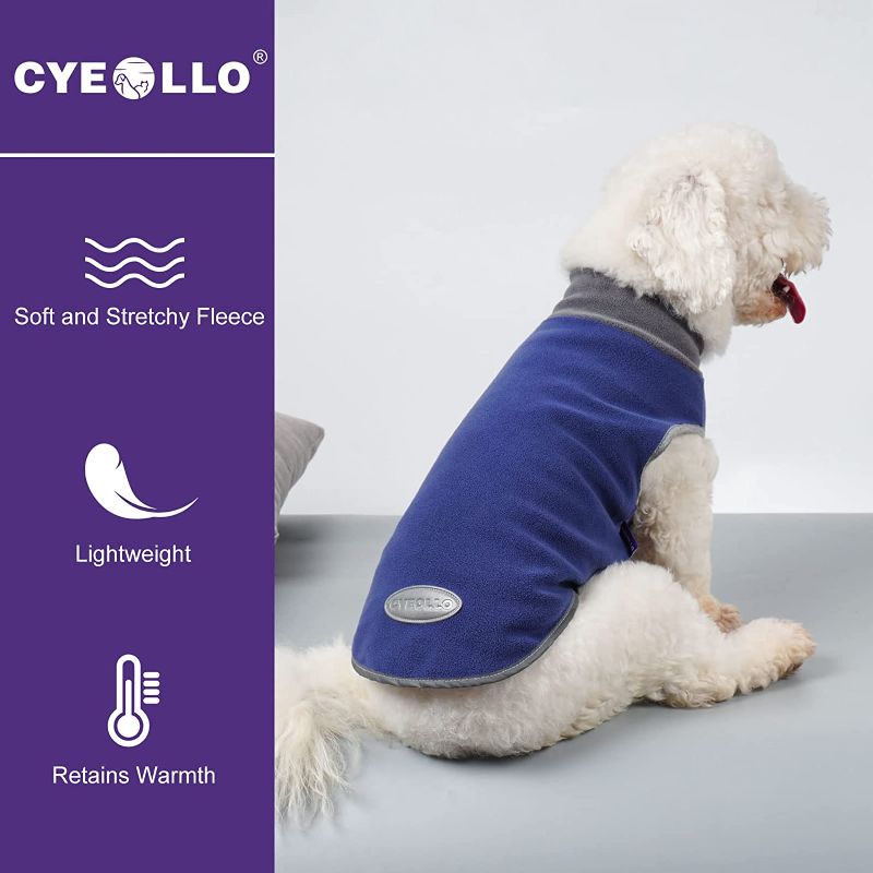 Photo 1 of *Unknown Size-Looks Like Small* cyeollo 2 Pack Dog Sweater Stretchy Sweatshirt Soft Fleece with Reflective Stripe Pullover Dog Jacket Pet Puppy Dog Clothes in Cold Weather Sweaters for Small Dogs Grey & Blue
