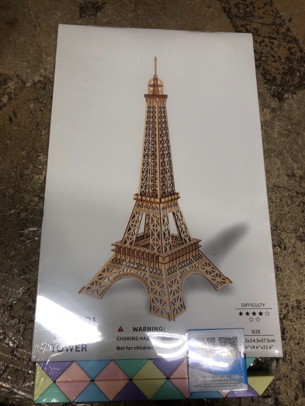 Photo 2 of 3D Wooden Puzzle for Adults, Eiffel Tower Models for Adults to Build, Mechanical Brain Teaser Games, Educational DIY Puzzle Toys Activity - Best Adult Gifts Bundle with Snake Cube Puzzle