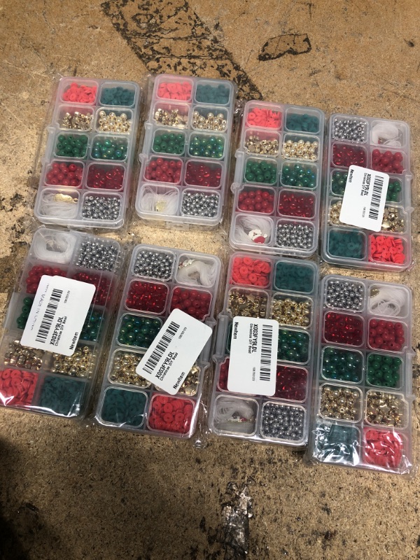 Photo 1 of 8 Pack Beads for Jewelry Making 700pcs, Christmas Beads with Charms Beads and Clay Beads, Birthday Gift DIY Bracelet Necklace Making Kit Gift