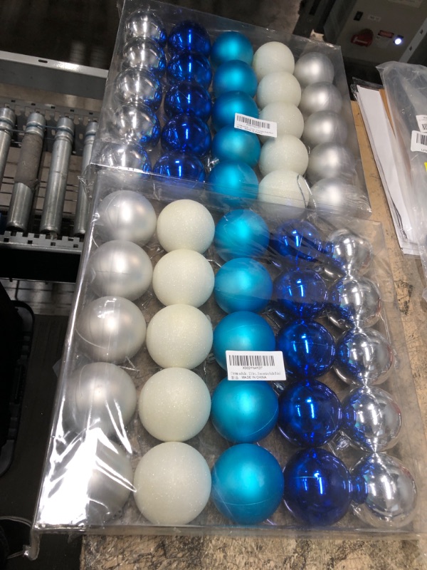 Photo 2 of 2 OF- Christmas Ornaments Christmas Balls, Christmas Tree Hanging Balls, Shatterproof Plastic Christmas Decoration Balls, Holiday Party Decoration Balls 2.3 Inches (6 Cm/25) Blue and White Christmas Ball Blue,white,multi-color
