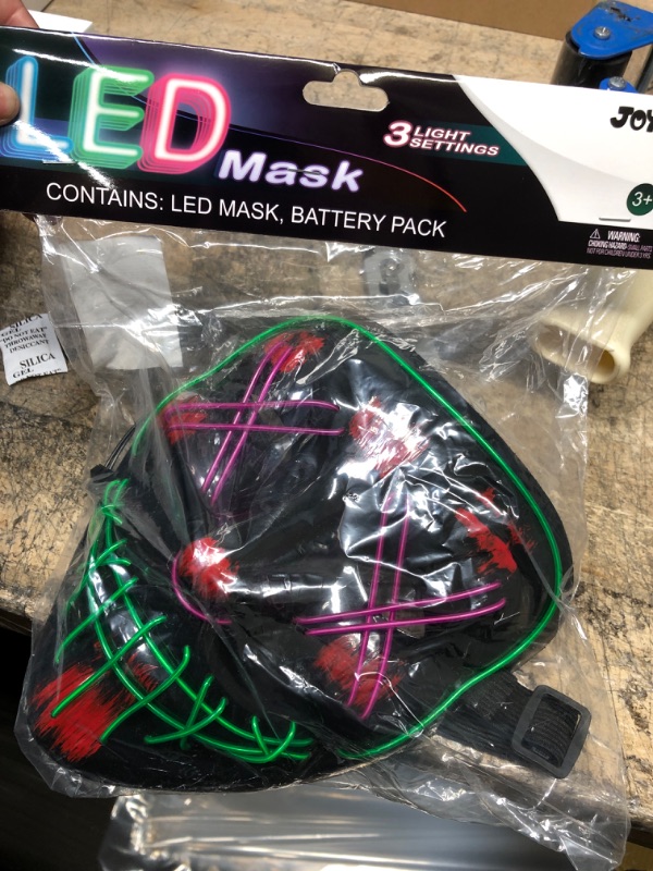 Photo 2 of Halloween Led Mask Light Up Scary Mask with 3 Lighting Modes LED Halloween Masks Scary Anonymous Mask for Adult Kids Men Women Halloween Cosplay Costume and Party Supplies (Green and Purple) Green,purple