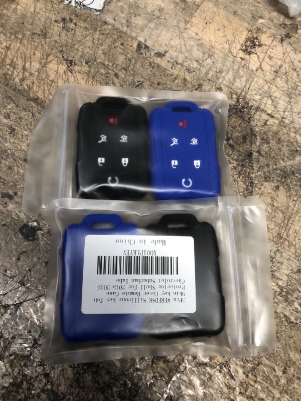 Photo 1 of 2 OF- 2Pcs WERFDSR Sillicone Key fob Skin Key Cover Remote Case Protector Shell for 2015 2016 Chevrolet Suburban Tahoe GMC Yukon Smart Remote Black Blue