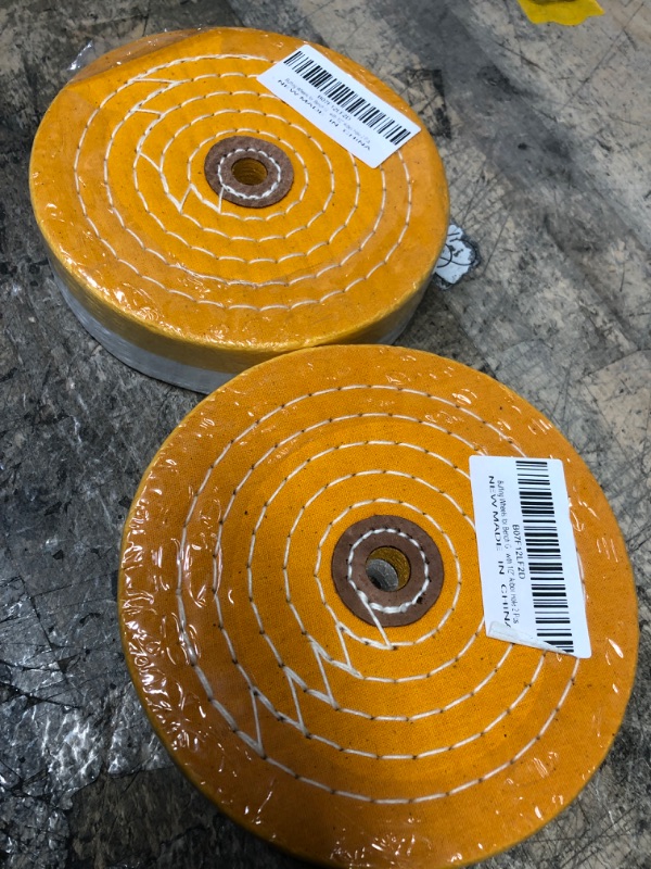 Photo 2 of 2 OF- Buffing Wheels for Bench Grinder 6" Polishing wheels White (60 Ply) & Yellow (42 Ply) Buffing Wheel for Bench Buffer Polisher with 1/2" Arbor Hole 2 PCS