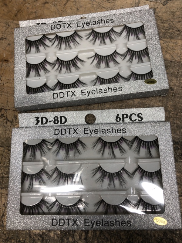 Photo 2 of DDTX Natural Mink Eyelashes, 3D Layered Effect Fluffy Hand Made Strips Eyelashes Reusable 6PCS (2 Pack) 