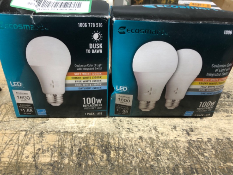 Photo 4 of 100-Watt Equivalent A19 Dimmable CEC Dusk to Dawn LED Light Bulb with Selectable Color Temperature (1-Pack)

& 
100-Watt Equivalent A19 Dimmable CEC LED Light Bulb with Selectable Color Temperature (2-Pack)