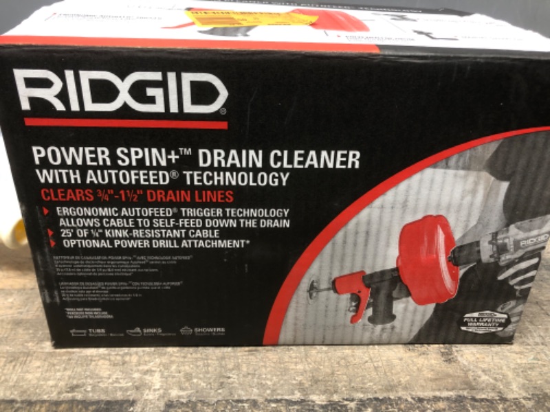 Photo 2 of **SEE NOTES**
RIDGID 57043 Drain Cleaner, Power Spin+ / Red