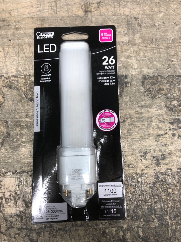 Photo 3 of 26W HORIZONTAL PL LED by Feit Electric MfrPartNo PL26E/H/841/LED

& 
Feit Electric 10-Watt Equivalent Bright White (3000K) T4 G4 Bi-Pin Base 12-Volt Landscape LED Light Bulb
