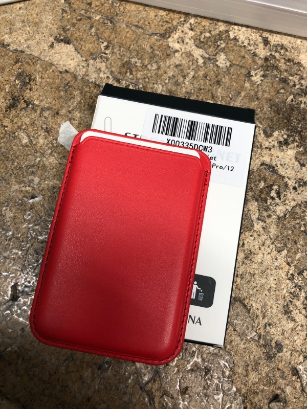 Photo 2 of Magnetic Card Wallet Holder with MagSafe for iPhone 14 Pro Max/14 Max/14 Pro/14, for iPhone 13 Pro Max/13 Pro/13/13 Mini, for iPhone 12/12 Pro/12 Max/12 Mini,Red