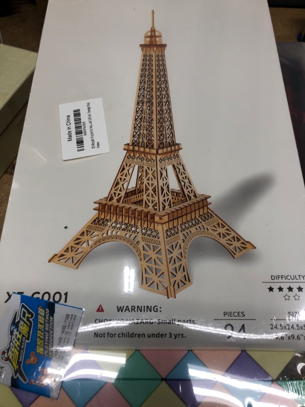 Photo 2 of 3D Wooden Puzzle for Adults, Eiffel Tower Models for Adults to Build, Mechanical Brain Teaser Games, Educational DIY Puzzle Toys Activity - Best Adult Gifts Bundle with Snake Cube Puzzle