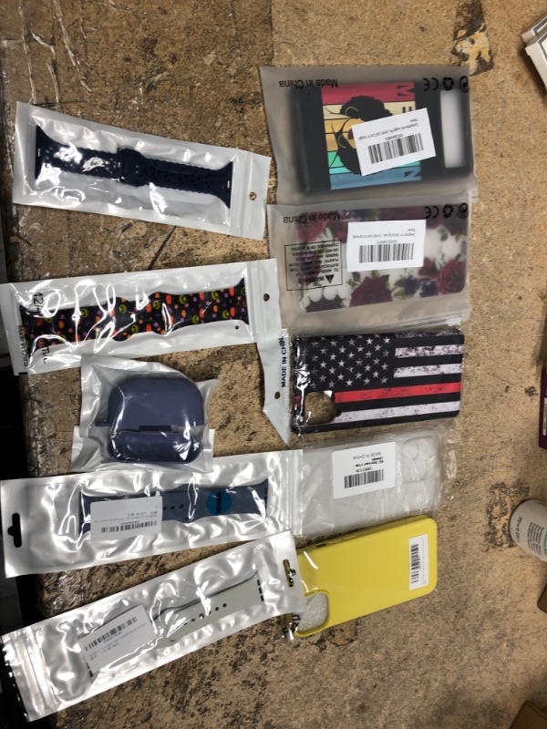 Photo 1 of bundle of 10 assorted phone case, airpod cases, apple watch wrist bands, etc
