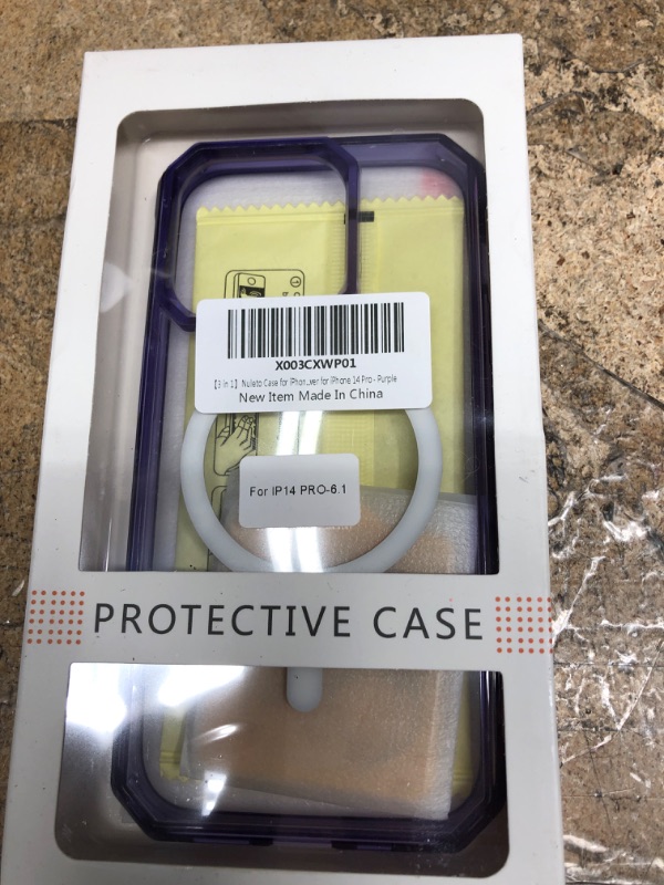 Photo 2 of ?3 in 1? Nuleto Case for iPhone 14 Pro with MagSafe, Built-in with 9H Tempered Glass Screen Protector & Camera Lens Protector & Strong Magnetic Slim Thin Phone Cover for iPhone 14 Pro - Purple