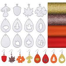 Photo 1 of 2 of- 12 Pieces Thanksgiving Autumn Leaves Earring Cutting Dies Metal DIY Teardrop Earring Die Cuts Molds and 4 Pieces Faux Leather Sheets for Autumn DIY Earring Making Crafts Supplies