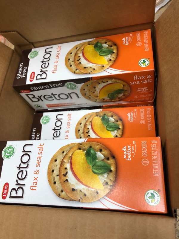 Photo 3 of **bb:09/2023*- Dare Breton Gluten Free Entertaining Crackers, Original with Flax â€“ Gluten Free Party Snacks with no Artificial Colors or Flavors â€“ 4.76 Ounces (Pack of 6)
