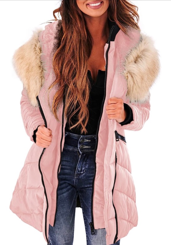 Photo 1 of *** size xxl *** Womens Winter Coats Warm Thicken Down Long Puffer Parka Jacket Outerwear Pockets Hooded Coat with Removable Fur Hood