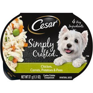 Photo 1 of *** BEST BY 03/24/24 **8 Cesar Simply Crafted Chicken, Carrots, Potatoes & Peas Limited-Ingredient Wet Dog Food Topper, 1.3-oz, Case of 10
