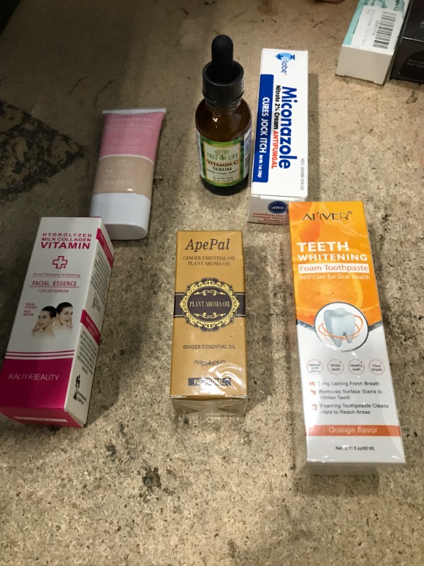 Photo 1 of **Bundled Items**
-COVERGIRL Clean Fresh Skin Milk Clean Vegan Formula Porcelain 1 Fl Oz Lightweight Foundation
-Hydrolyzed Milk Collagen Vitamin Facial Essence
-Miconazole nitrate 2% cream antifungal
-ApePal Ginger Essential Oil Plant Aroma Oil
-Tree of 