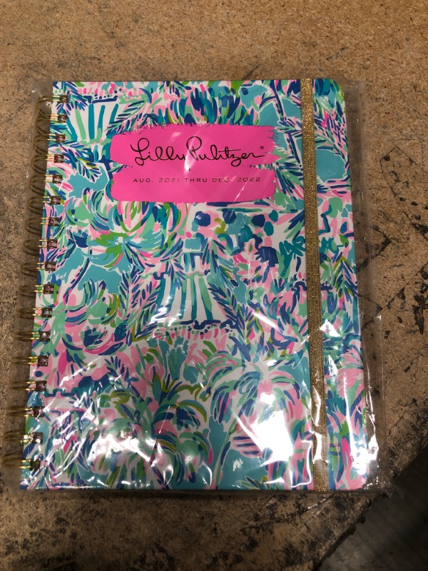 Photo 2 of Lilly Pulitzer Large 2021-2022 Planner Daily Weekly Monthly, Hardcover Agenda Dated Aug 2021 - Dec 2022, 17 Month Calendar with Notes Pages, Stickers, Pocket, & Laminated Dividers, Cabana Cocktail