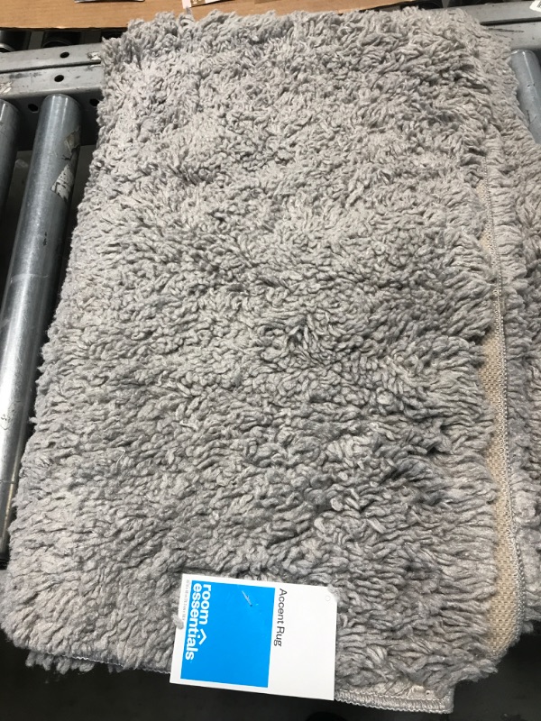 Photo 2 of  Plush Shag Washable Accent Rug Gray - Room Essentials