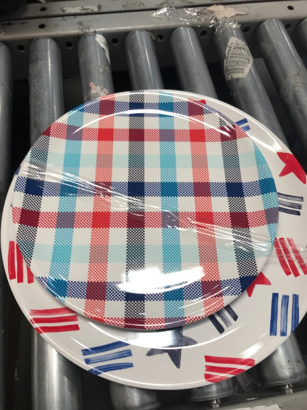 Photo 2 of 2pc Melamine Stars and Check Printed Serving Platter Set - Sun Squad&#8482;