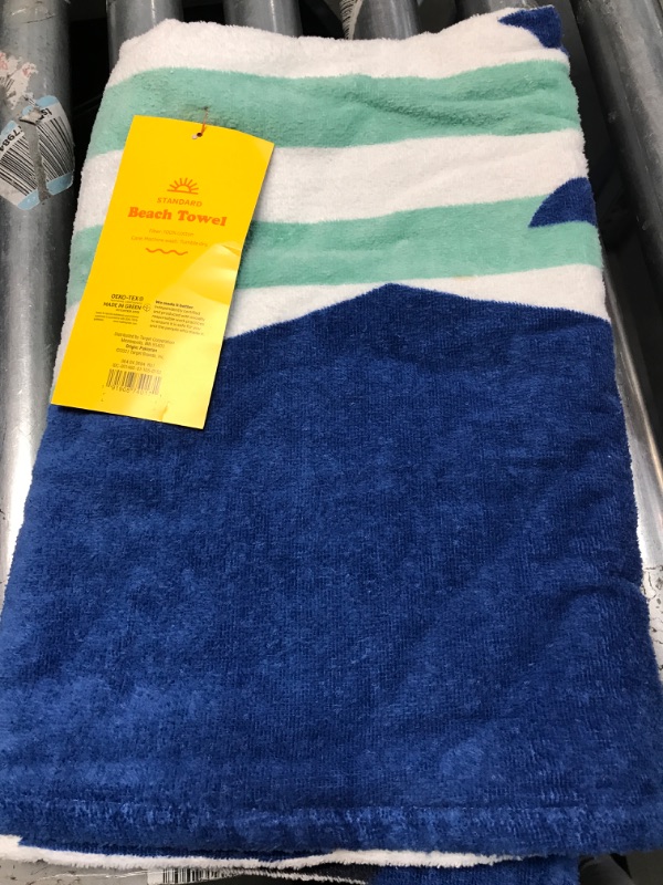 Photo 2 of 2 PACK Shark Striped Printed Beach Towel Blue - Sun Squad