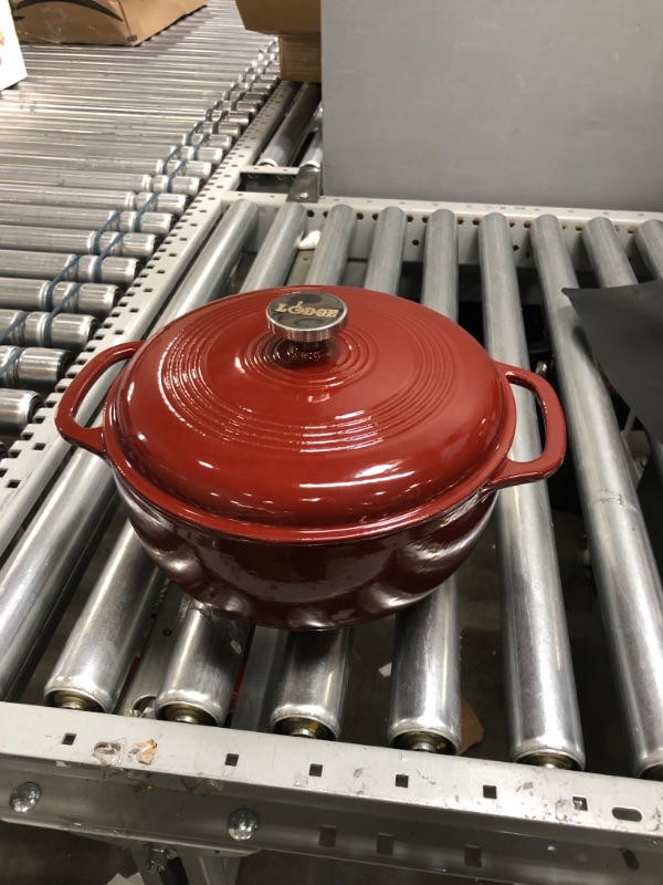 Photo 2 of Lodge Enameled Cast Iron Dutch Oven, 6 Qt, Cranberry Cranberry 6 Quart