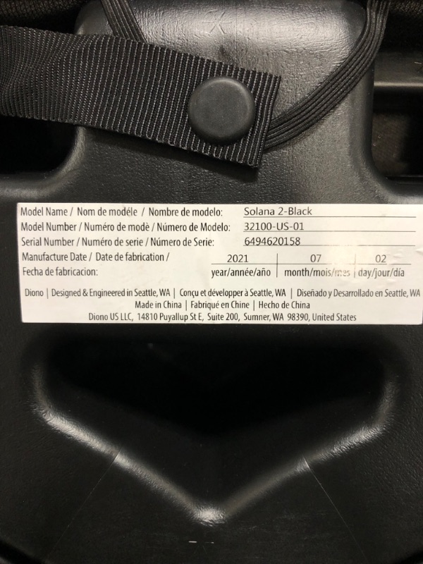 Photo 3 of Diono Solana 2 XL 2022, Dual Latch Connectors, Lightweight Backless Belt-Positioning Car, 8 Years 1 Booster Seat, Black
