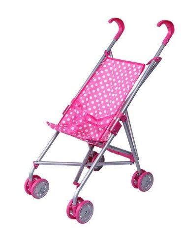 Photo 1 of Click N' Play Precious Toys Pink and White Polka Dots Foldable Doll Stroller (with Swivel Wheels)
