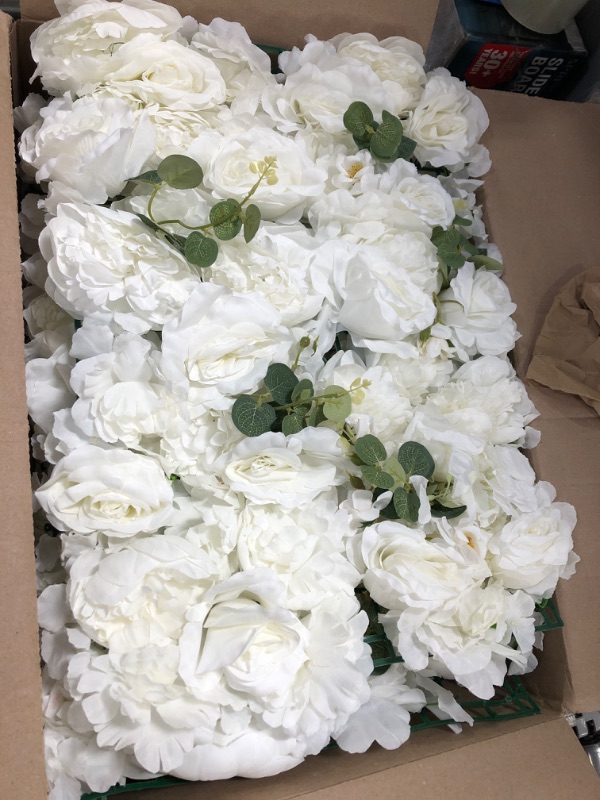 Photo 2 of **USED/SEE NOTES****  Flower Wall Panel Floral Backdrop - White Flower Wall Decor, 24" X 16" (4 PACK) 