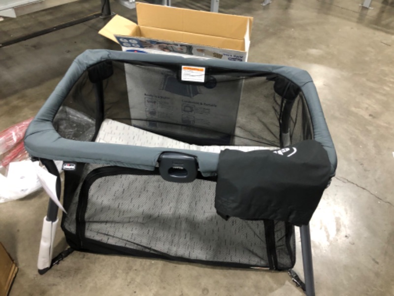 Photo 3 of Chicco Alfa Lite® Lightweight Travel Playard, Portable Playpen for Babies and Toddlers, Snap-Open/Compact Fold Design,13 lbs., Baby Travel Essential | Midnight/Navy