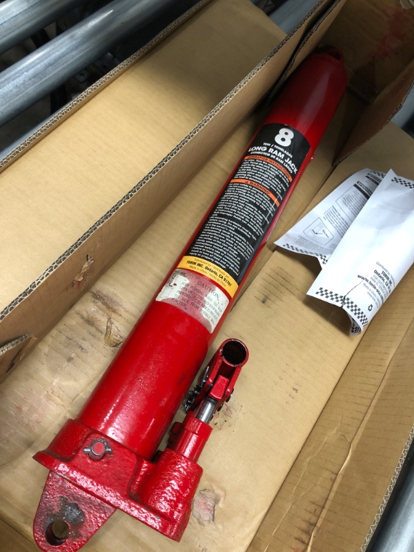 Photo 2 of **JACK HANDLE NOT INCLUDED**
Torin Long Ram Double Piston Hydraulic Jack - 8-Ton, Model# T30808 - Torin Big Red - 615268308081