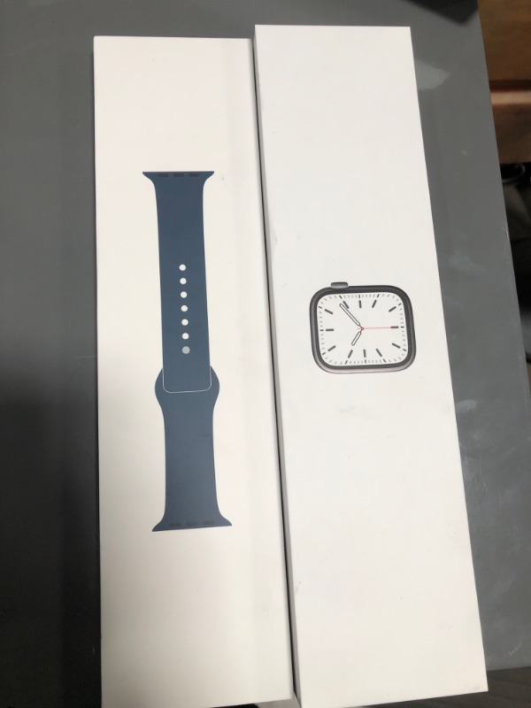 Photo 2 of *APPLE WATCH SERIES 7 [GPS + CELLULAR 45MM] SMART WATCH W/ GRAPHITE STAINLESS STEEL CASE WITH ABYSS BLUE SPORT BAND. FITNESS TRACKER, BLOOD OXYGEN & ECG APPS, ALWAYS-ON RETINA DISPLAY, WATER RESISTANT