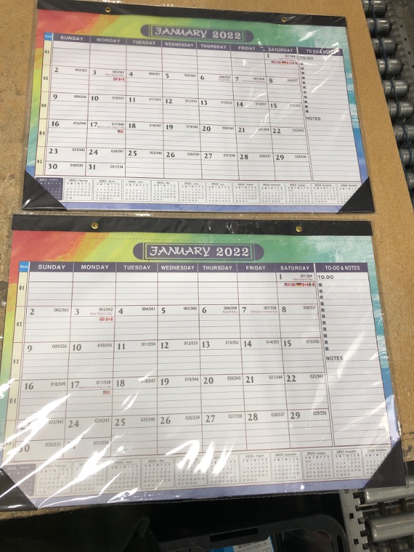 Photo 1 of Two Desk Calendar 2022 - 18 Monthly Desk/Wall Calendar 2-in-1,16.8" x 12", July 2023 - December 2024, Thick Paper with Corner Protectors, Large Ruled Blocks - Colorful Waterink
