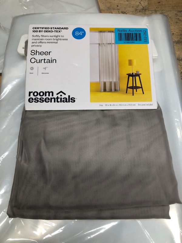 Photo 2 of 1pc 60&#34;x84&#34; Sheer Voile Window Curtain Panel Gray - Room Essentials&#8482;