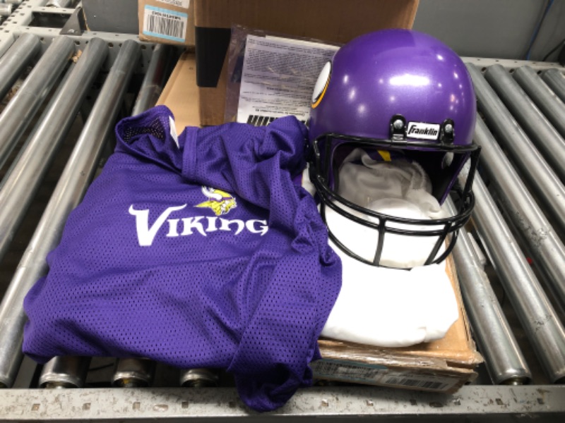 Photo 2 of Franklin Sports NFL Kids Football Uniform Set - NFL Youth Football Costume for Boys & Girls - Set Includes Helmet, Jersey & Pants Minnesota Vikings Small