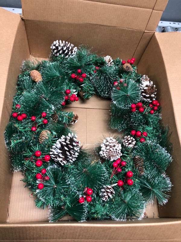 Photo 2 of 26 Inch Super Large Snowy Prelit Christmas Wreath 