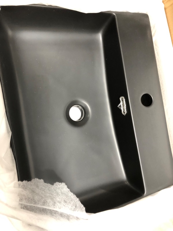 Photo 2 of *ONLY SINK!!! FAUCET NOT INCLUDED* Black Bathroom Sink,Wall Mount Sink,21"X 17"Black Rectangle Wall Mounted Bathroom Vessel Sink,Modern Floating or Countertop Porcelain Ceramic Washing Bathroom Lavatory Sink